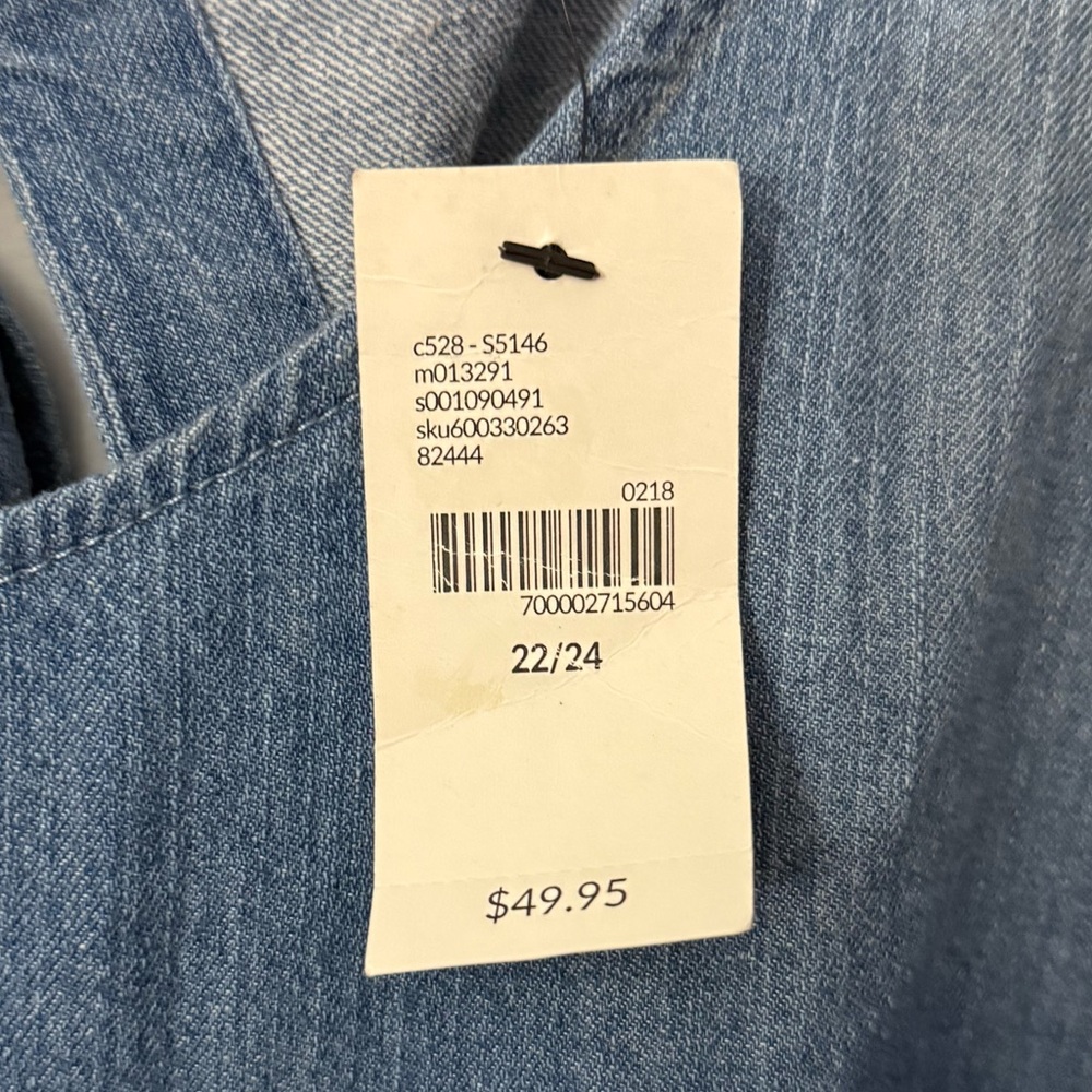 Lane Bryant short sleeve double bow blue denim chambray style top NWT - Picture 3 of 7